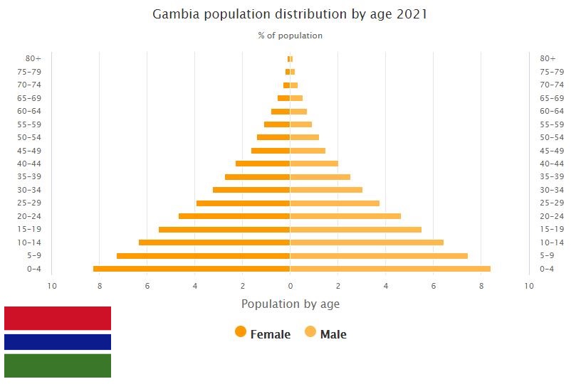 Gambia Population Distribution by Age