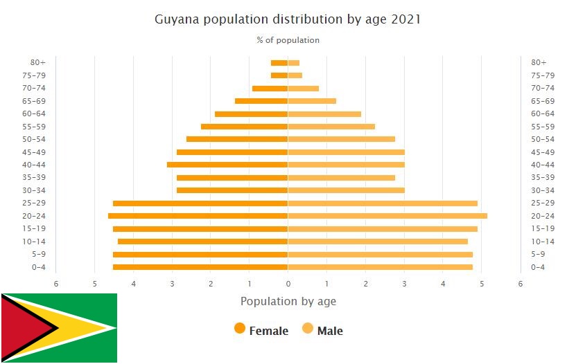 Guyana Population Distribution by Age