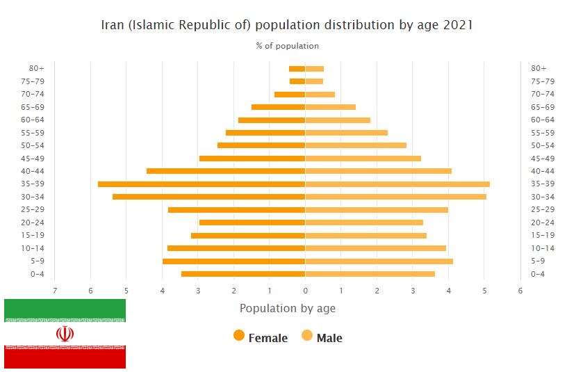 Iran Population Distribution by Age