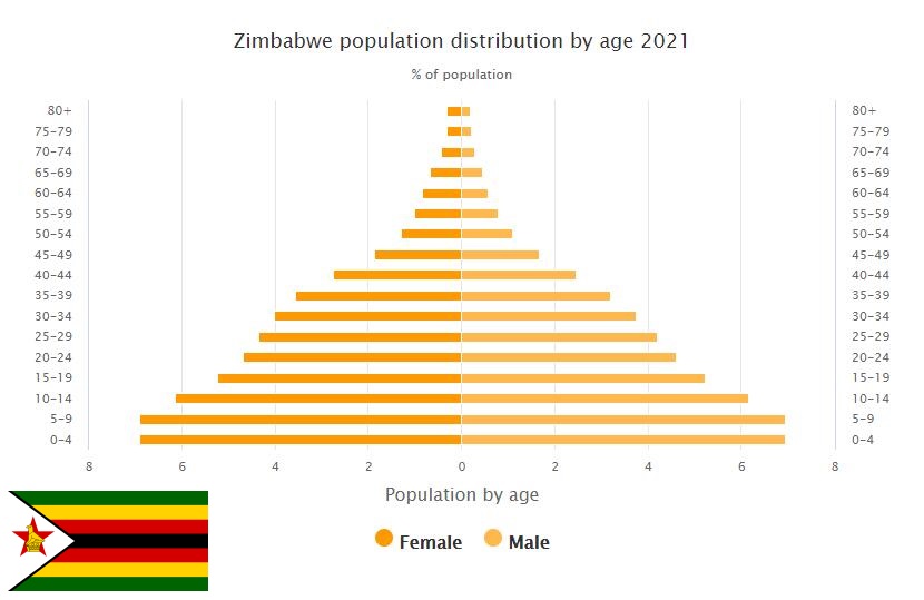 Zimbabwe Population Distribution by Age